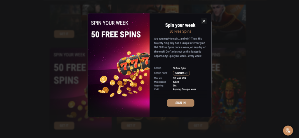 free spin King Billy